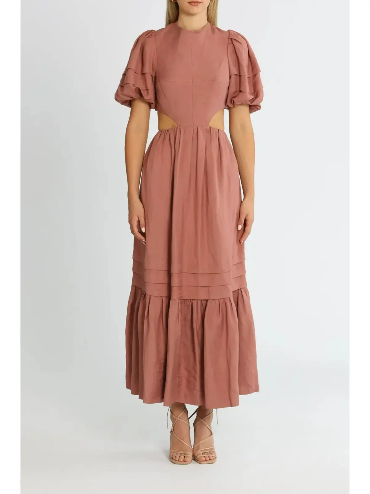Shona Joy Vega Cut Out Open Back Midi Dress in Rose Size AU 6 - Image 1