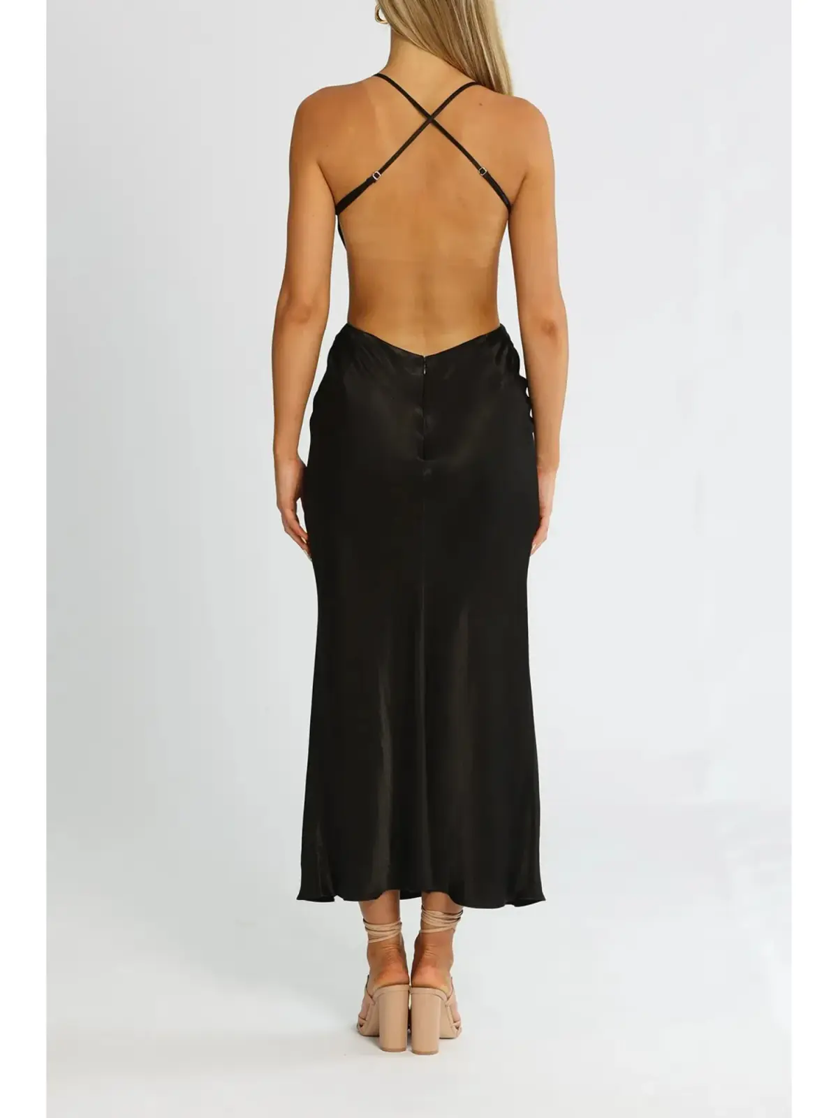 Shona Joy Thalia Bias Cut Out Midi Dress in Black Size AU 12 - Image 3