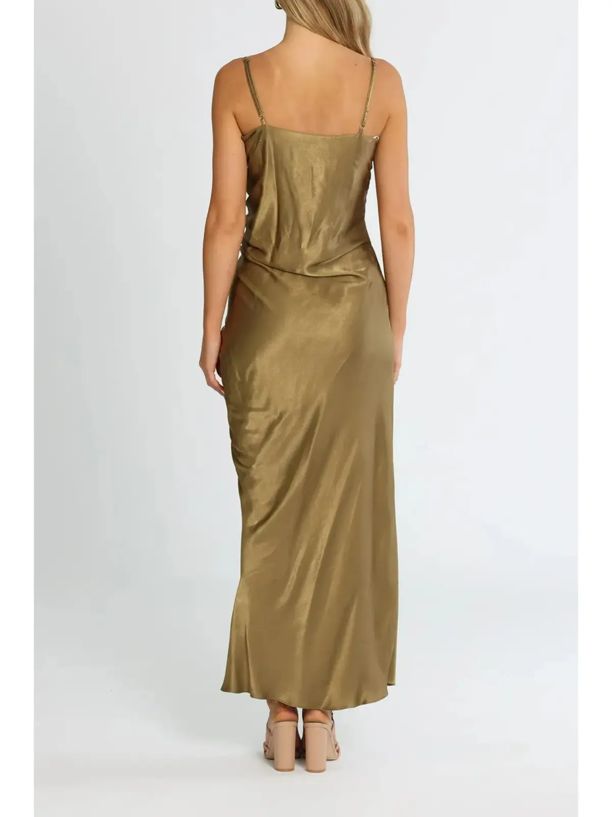 Shona Joy Thalia Bias Ruched Midi Dress in Cumin Size AU 12 - Image 3