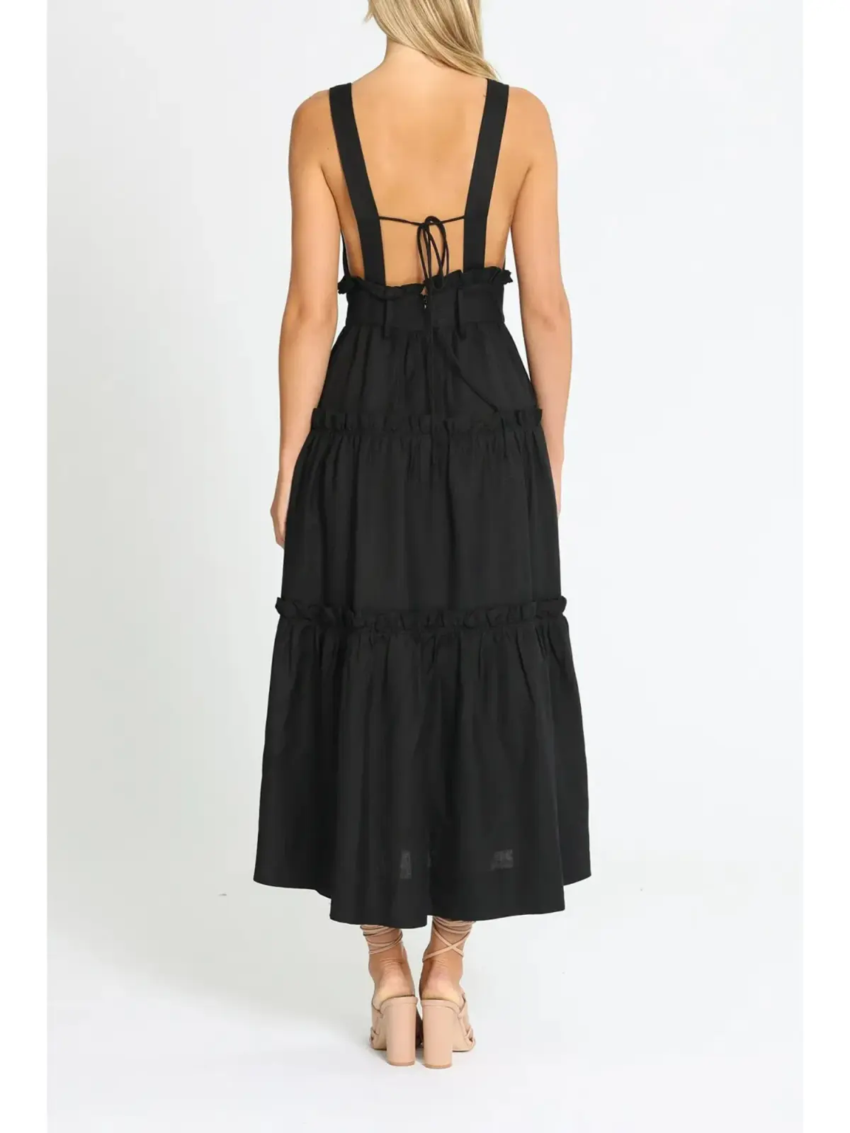 Shona Joy Tiered Midi Dress in Black Size AU 10 - Image 3