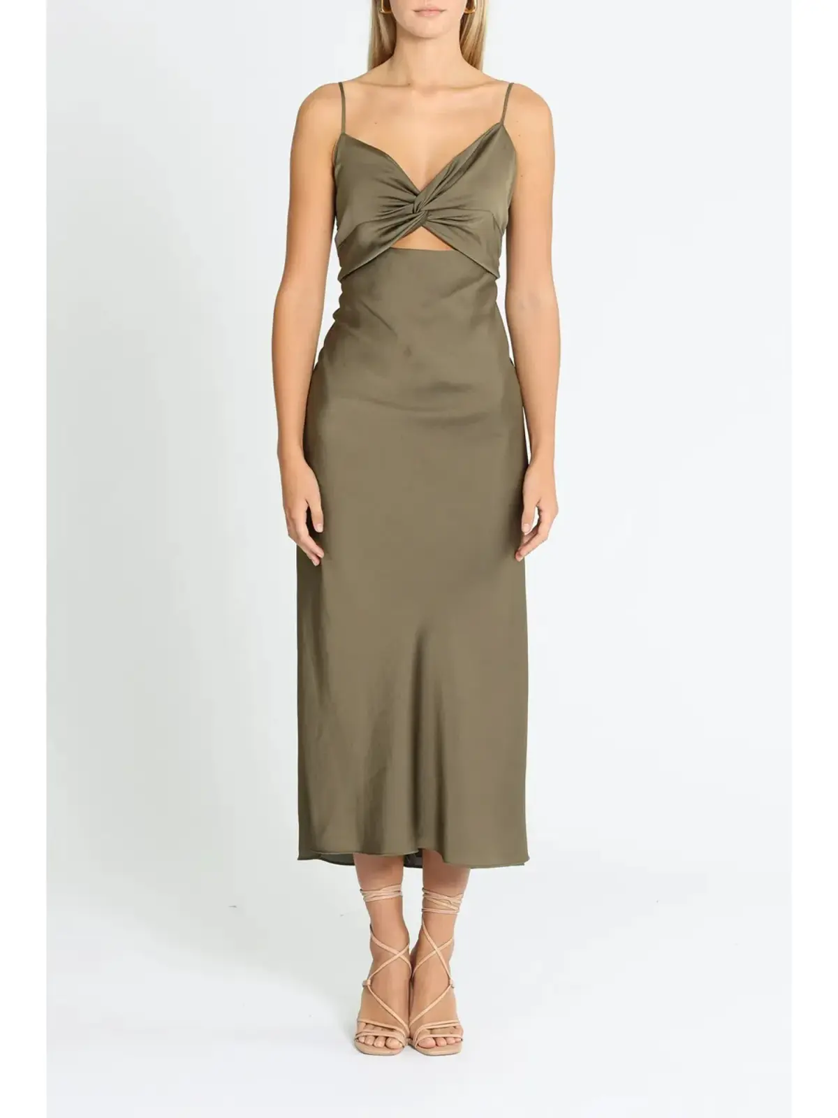 Shona Joy Luxe Twist Midi Dress in Pine Size AU 12 - Image 1