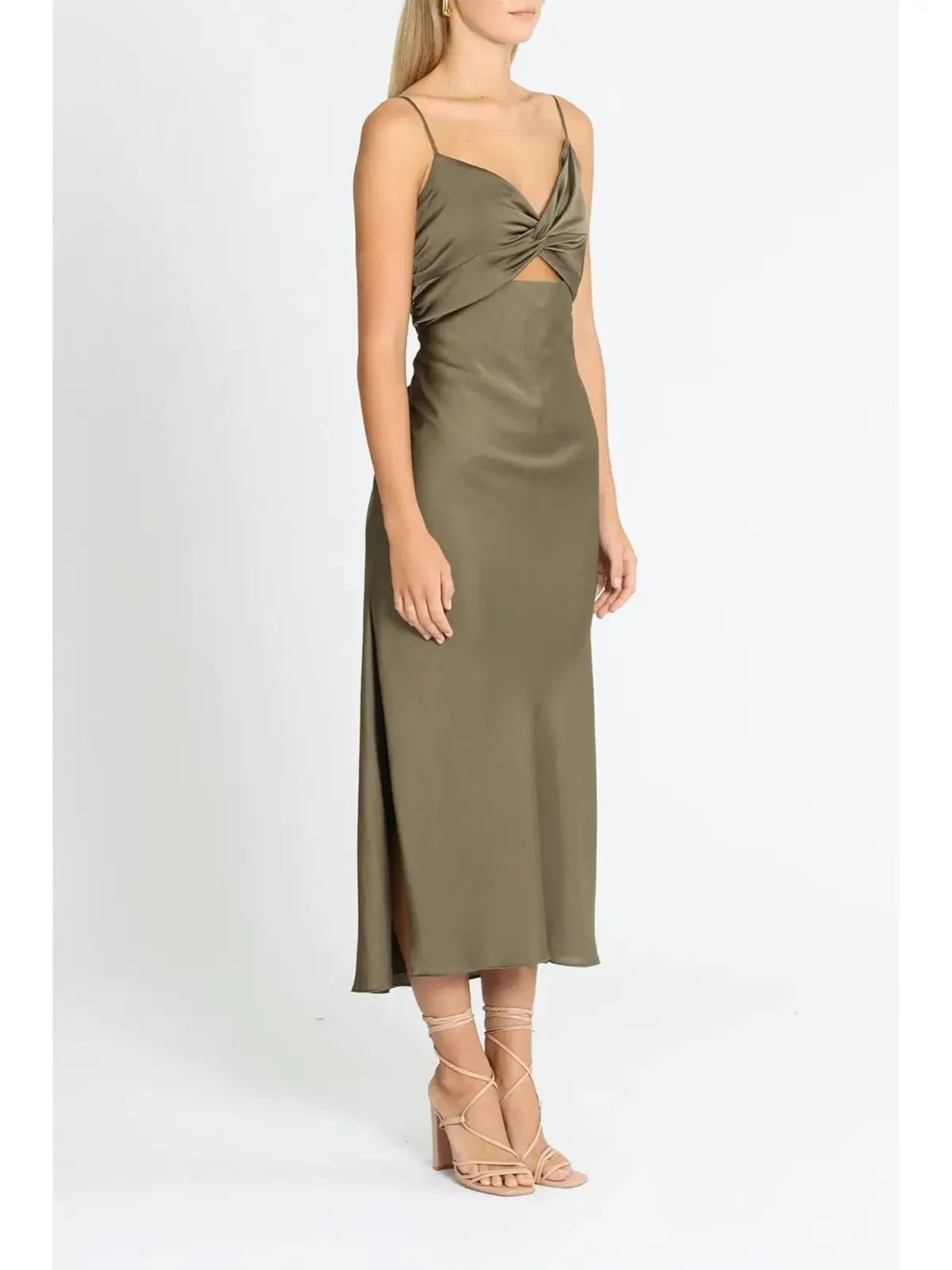 Shona Joy Luxe Twist Midi Dress in Pine Size AU 12 - Image 2