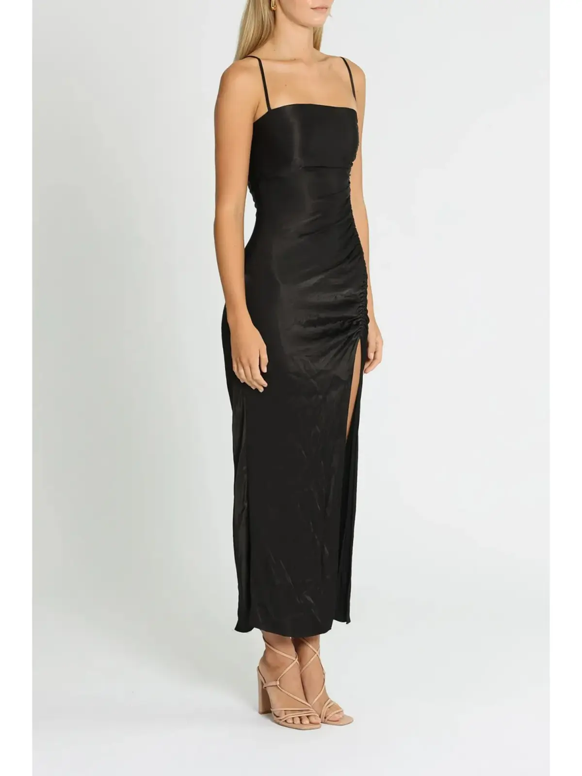 Shona Joy Thalia Ruched Midi Dress in Black Size AU 8 - Image 2