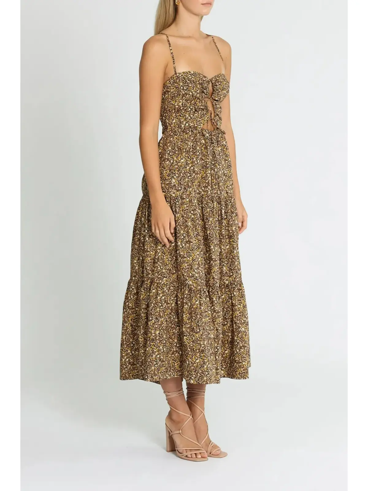 Shona Joy Lilou Backless Midi Dress Print Size AU 14 - Image 2