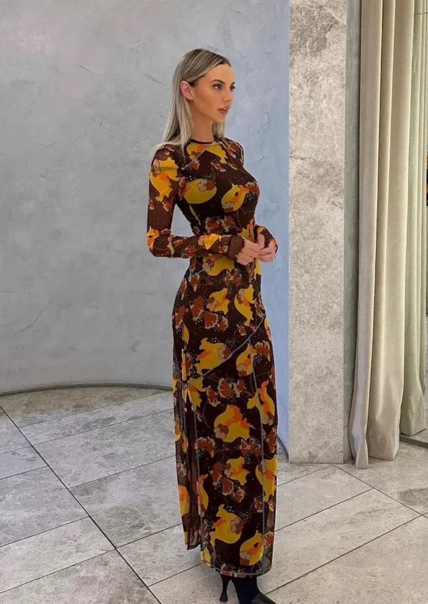 Sir The Label Jacques Mesh Panelled Midi Dress Expressionist Size 2 / AU 10 - Image 5
