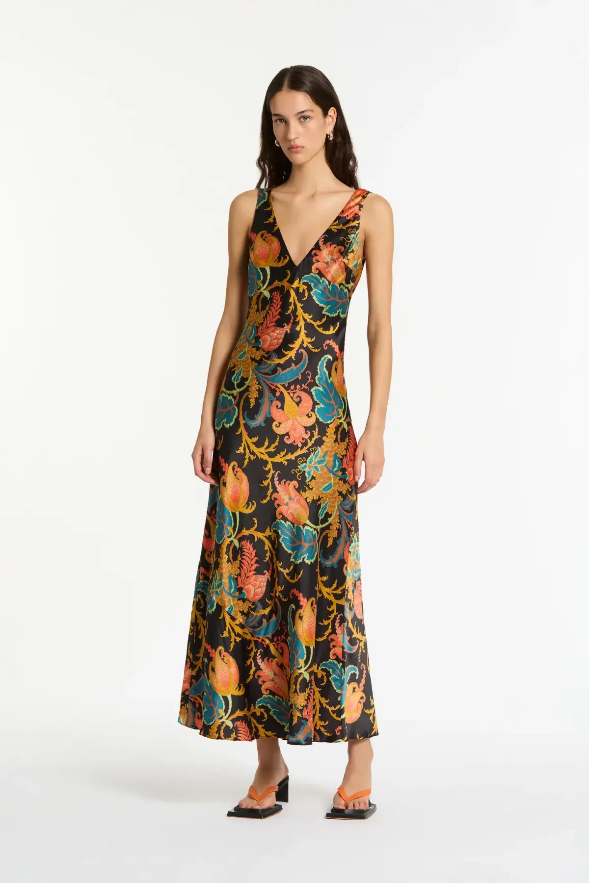 Sir The Label Artiste V Neck Slip Dress In Deschamps Print Size 8 - Image 1