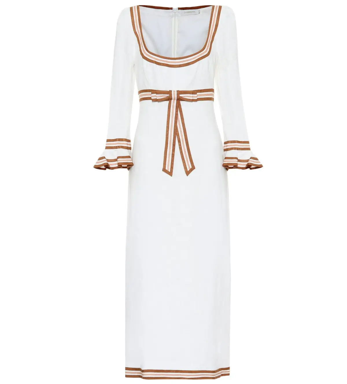 Zimmermann Super Eight Ribbon Midi Dress Ivory Size 1/Au 10 - Image 3