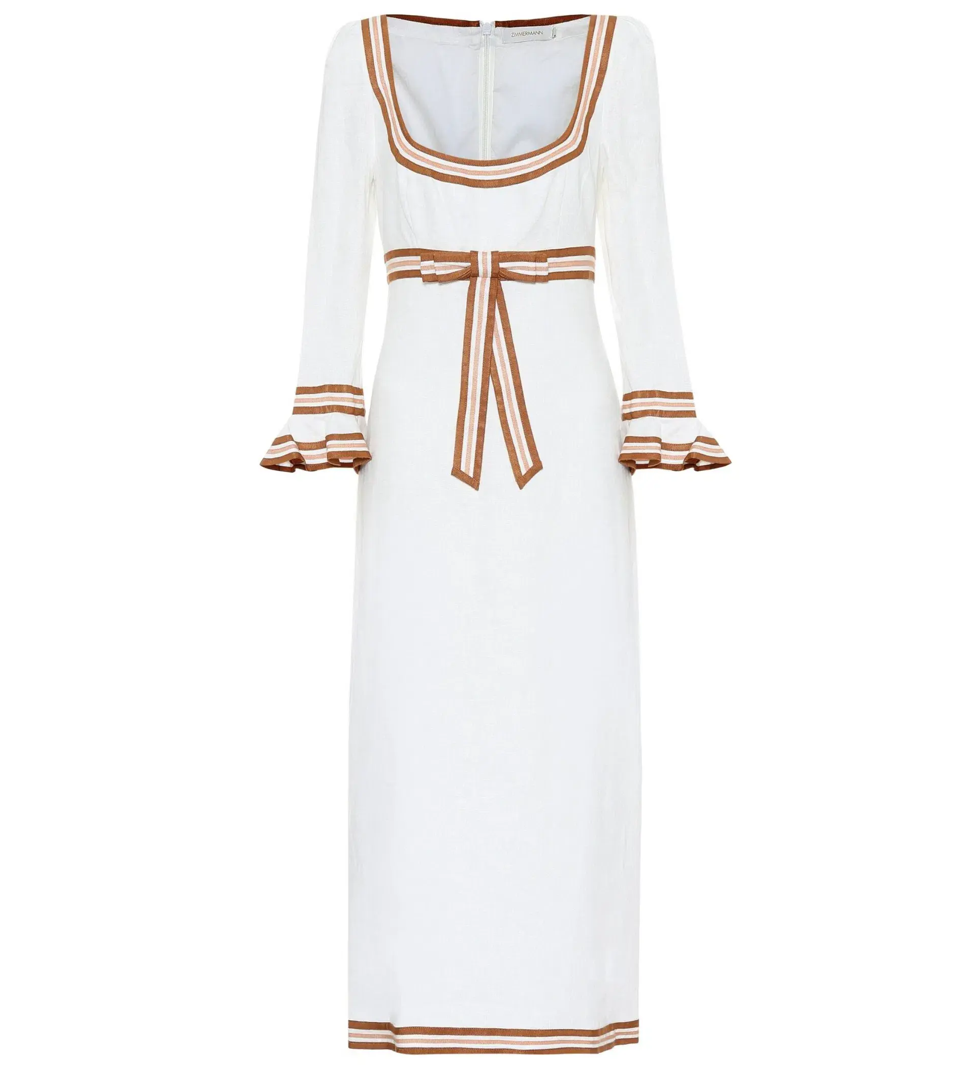 Zimmermann Super Eight Ribbon Midi Dress Ivory Size 1/Au 10 - Image 3