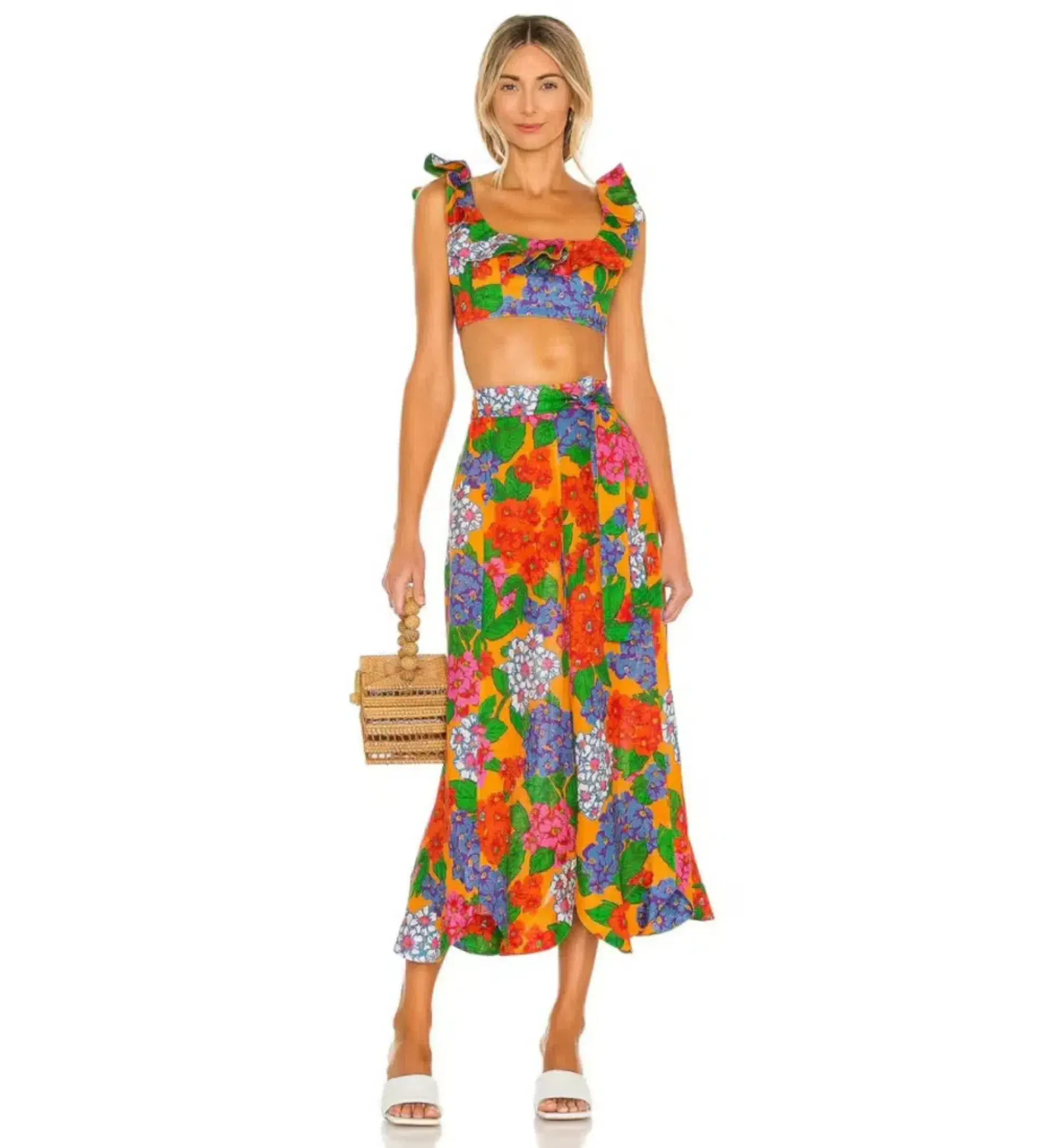 Zimmermann Riders Top Size 1/Au10 and Skirt Size 0/Au8 Set In Mango Floral - Image 1