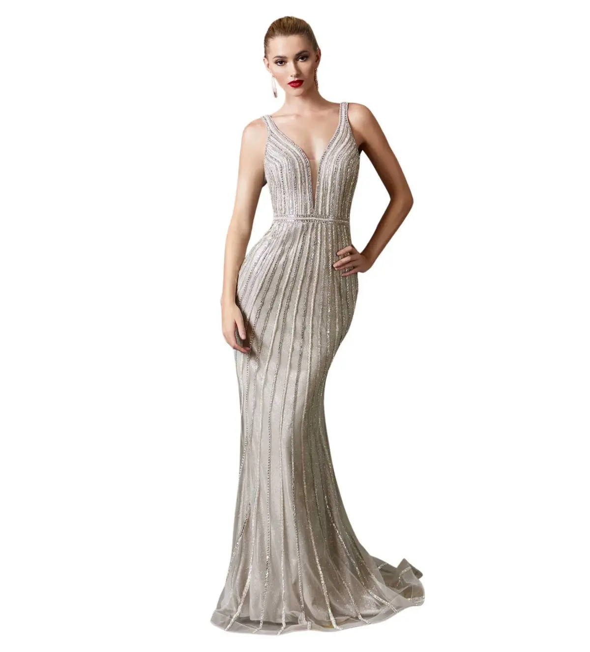 Charlize Gown Platinum/Nude Size 8 - Image 1