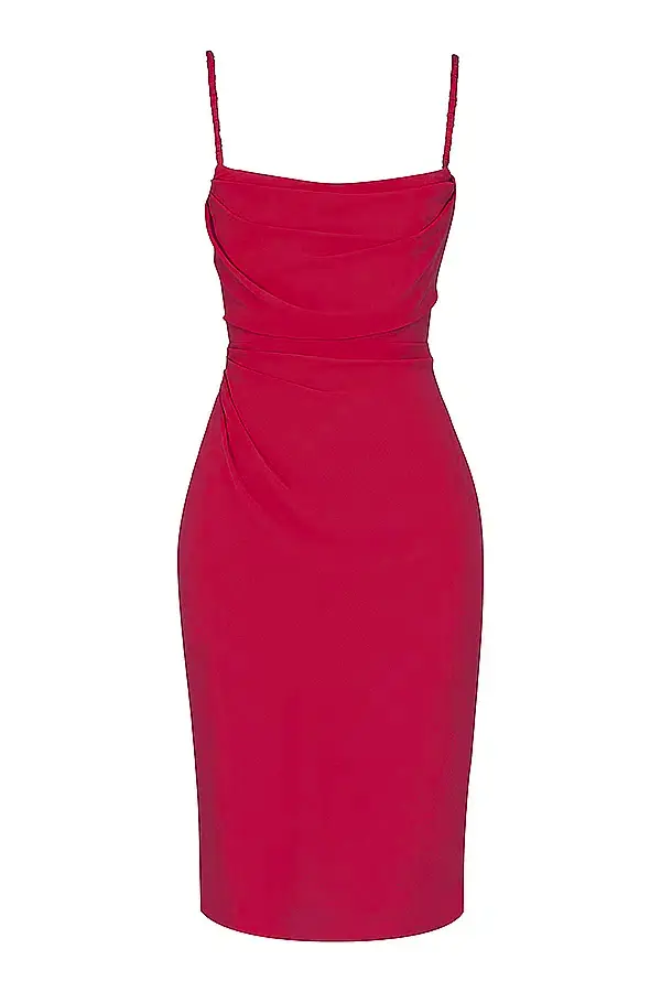 House of CB Jamille  Draped Corset Midi Dress Berry Size S/Au 8  for rent on The Volte - main image