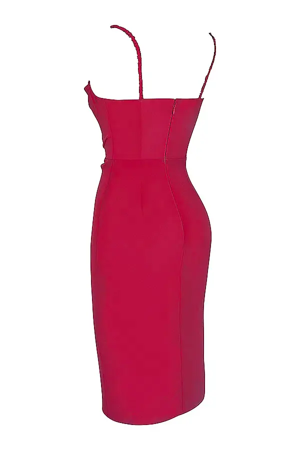 House of CB Jamille  Draped Corset Midi Dress Berry Size S/Au 8  for rent on The Volte - main image