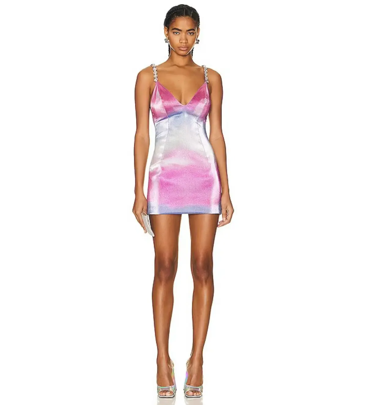 Area NYC Ombré Pink Multi Crystal Mini Dress Multi Size 0/Au 6  - Image 1