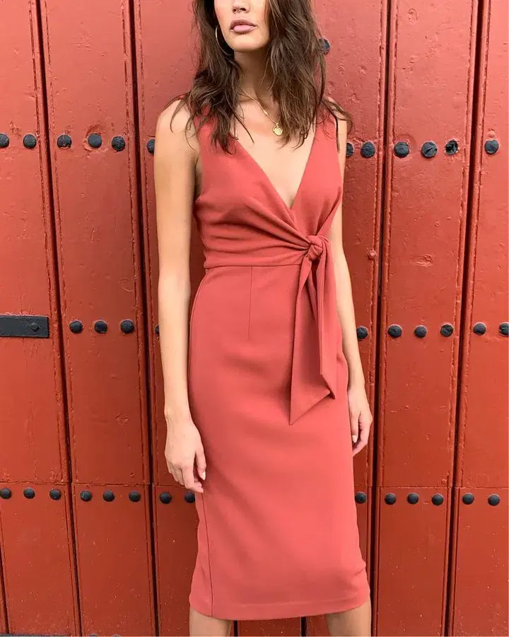 Sheike Truth or Dare Dress Terracotta Size 16 - Image 2