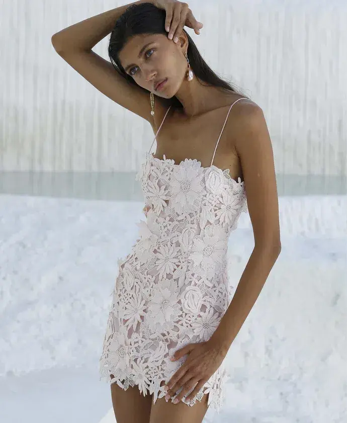 Ixiah the Label Pompom Mini Dress Floral Size 8 - Image 1