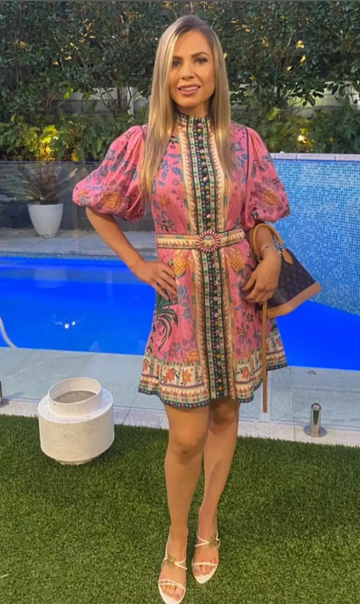 Zimmermann The Ginger Buttoned Mini Dress in Pink Multi Size 2/Au 12 - Image 2