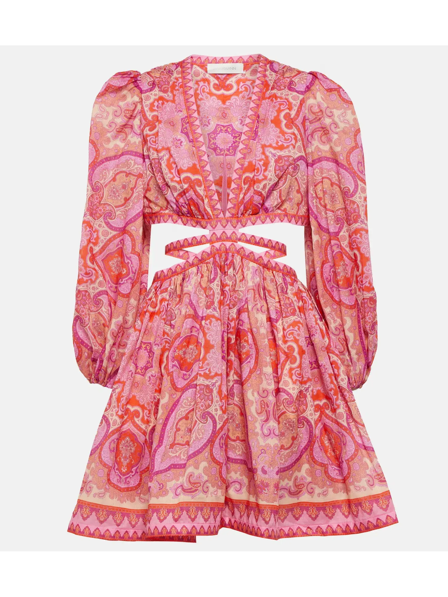 Zimmermann Halcyon Self Tie Mini Dress Pink Purple Paisley Size 2 / AU 12  - Image 6