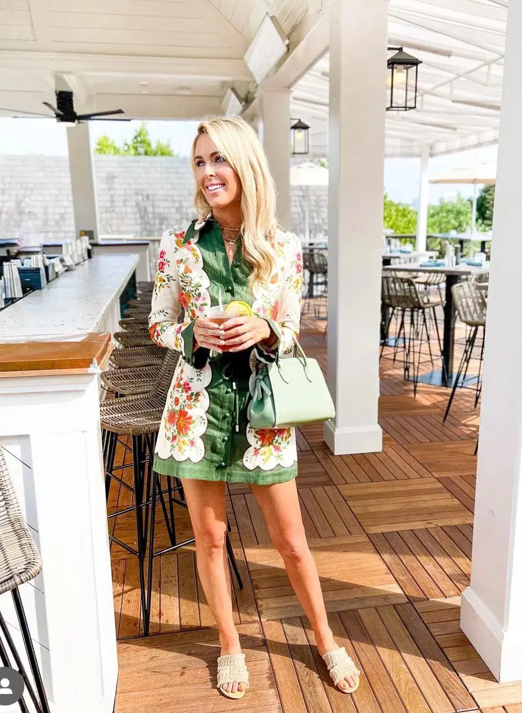 Alemais Elisabetta Mini Dress Green Print Size 12 - Image 1