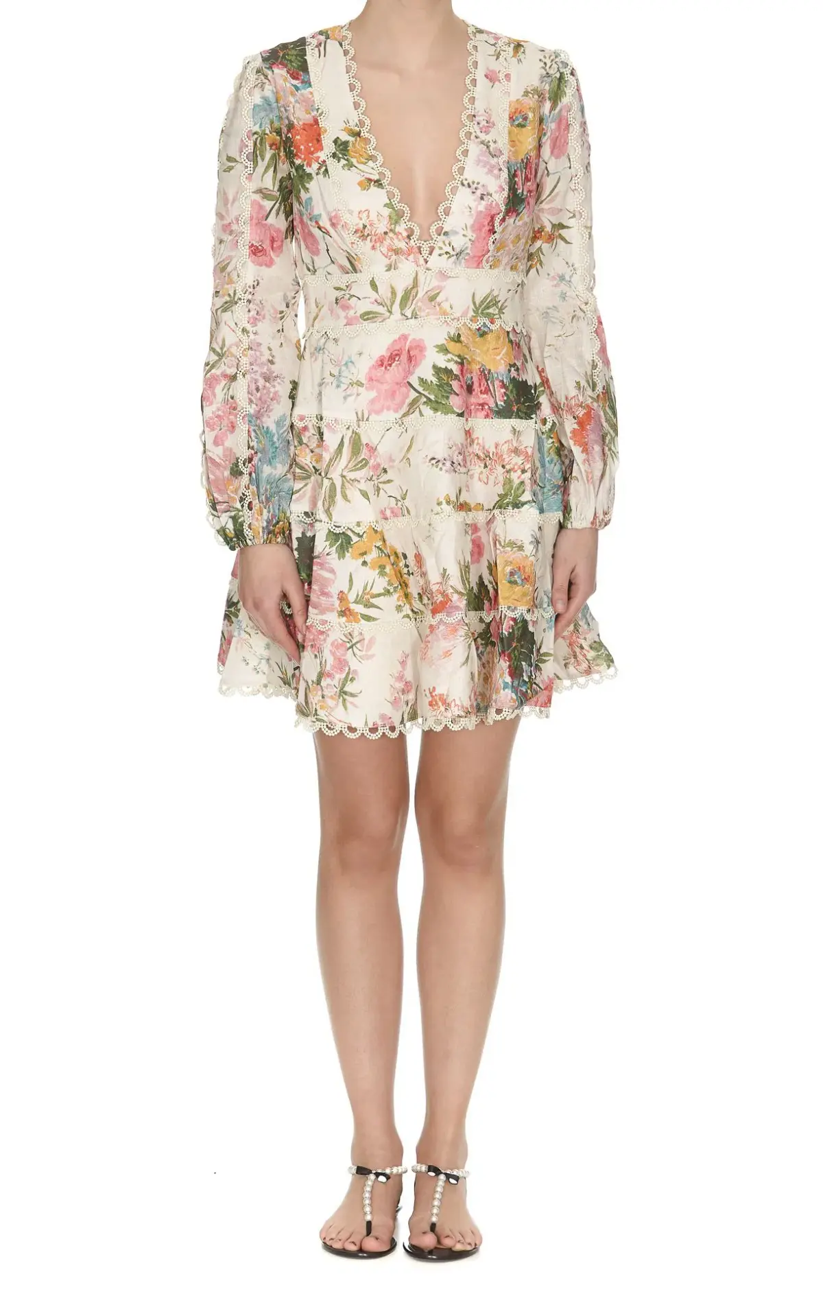 Zimmermann Heathers Flounce Mini Dress Floral Print Size 8 - Image 2