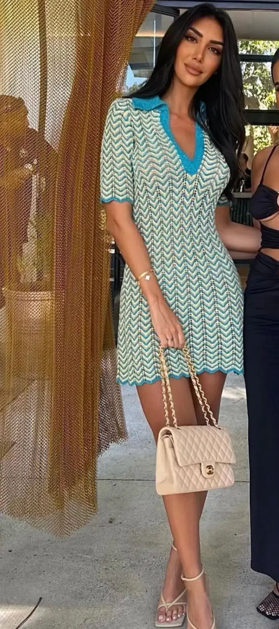 Scanlan Theodore Knit Shirt Dress Turquoise Size XS/ AU 6 - Image 2
