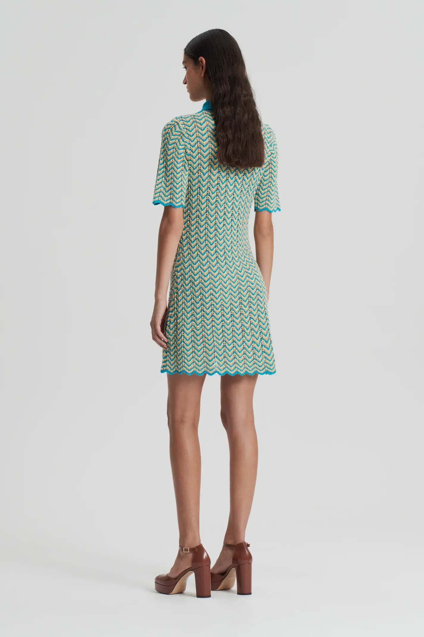 Scanlan Theodore Knit Shirt Dress Turquoise Size XS/ AU 6 - Image 7