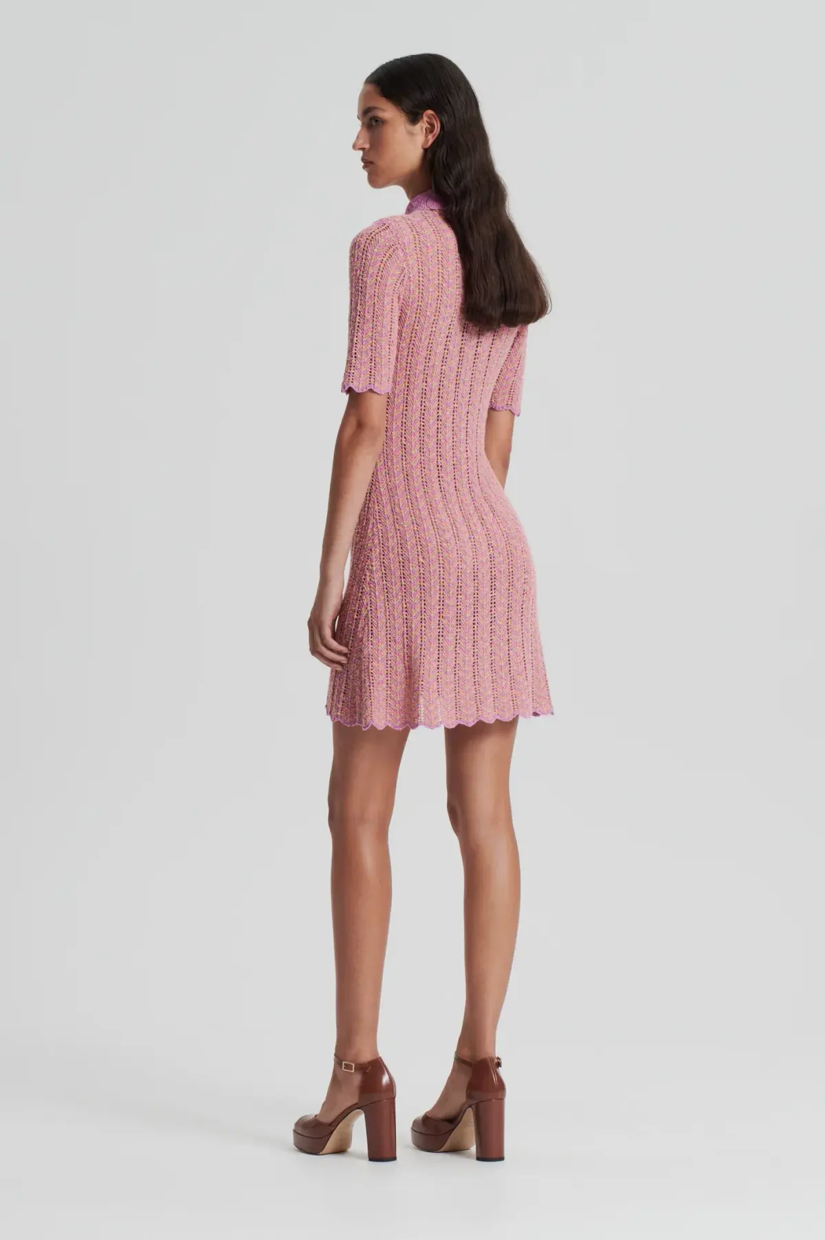 Scanlan Theodore Knit Shirt Dress Pink Size XS/ AU 8 - Image 7