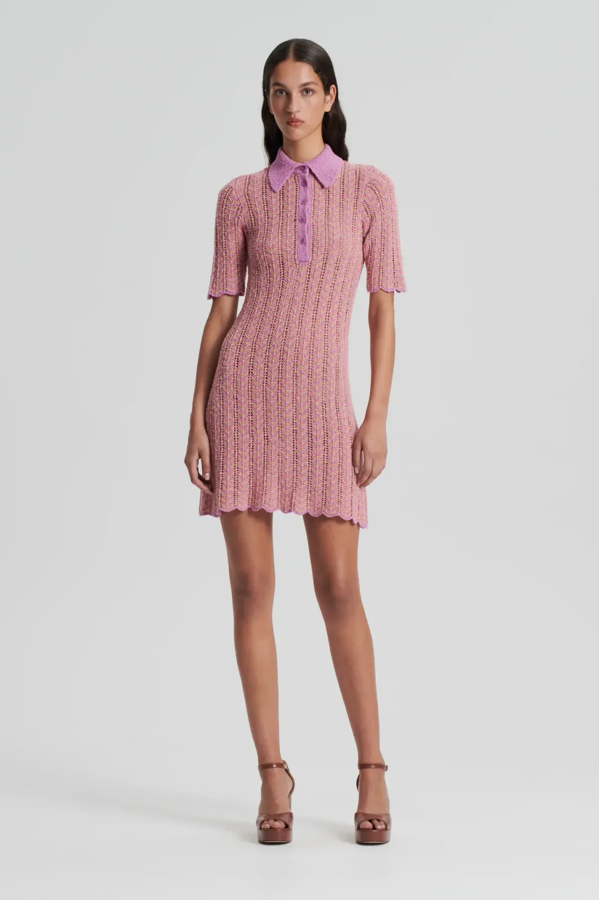 Scanlan Theodore Knit Shirt Dress Pink Size XS/ AU 8 - Image 4