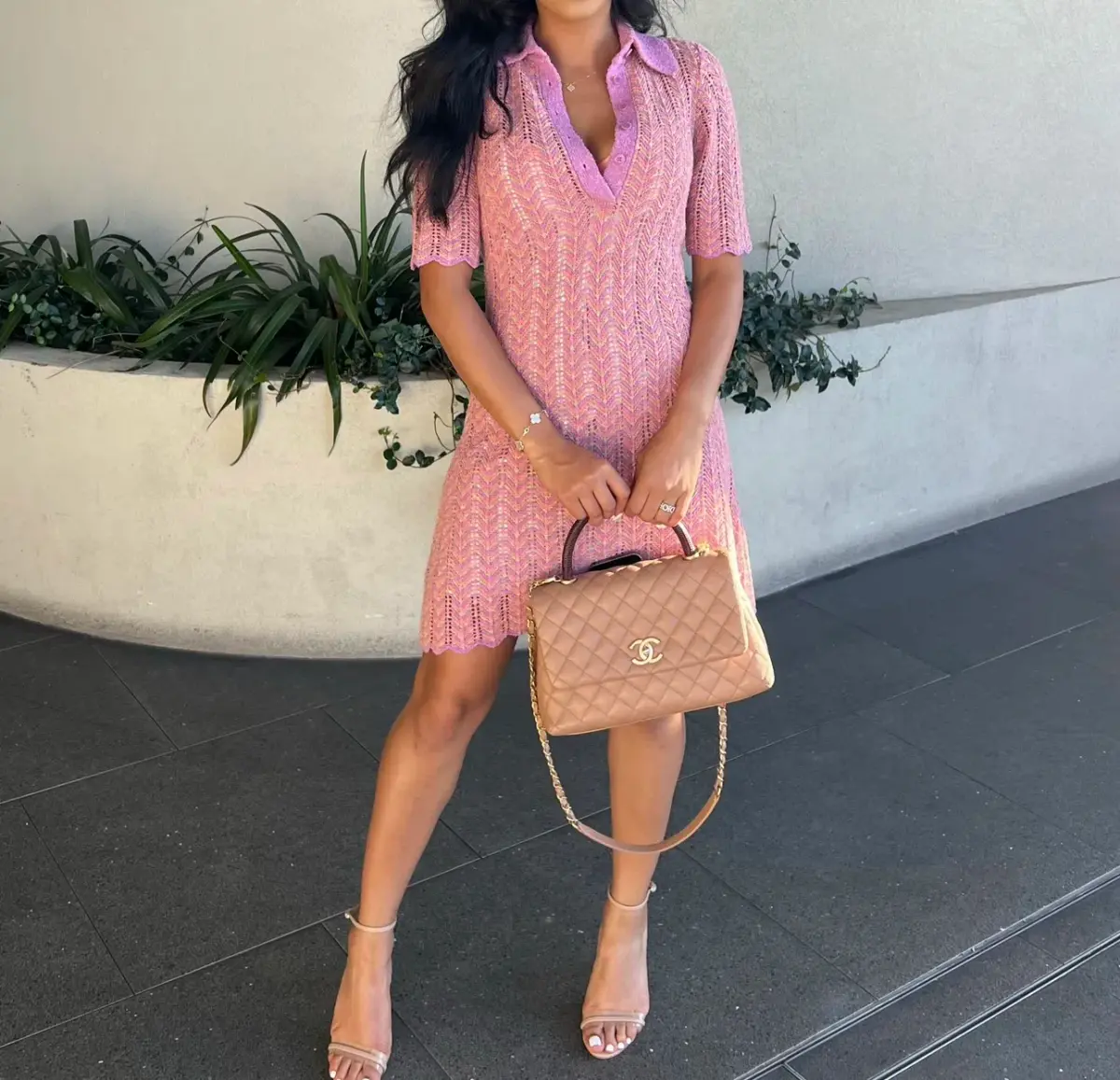 Scanlan Theodore Knit Shirt Dress Pink Size XS/ AU 8 - Image 2