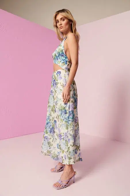 Kate Ford Mojave Braided Dress Belita Blue Floral Size AU 10 - Image 4
