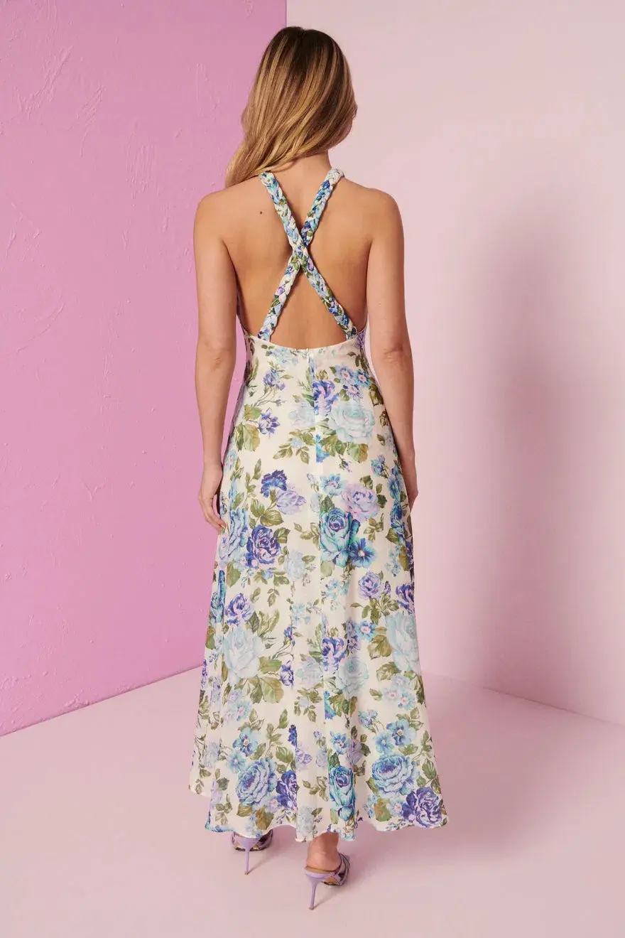 Kate Ford Mojave Braided Dress Belita Blue Floral Size AU 10 - Image 3