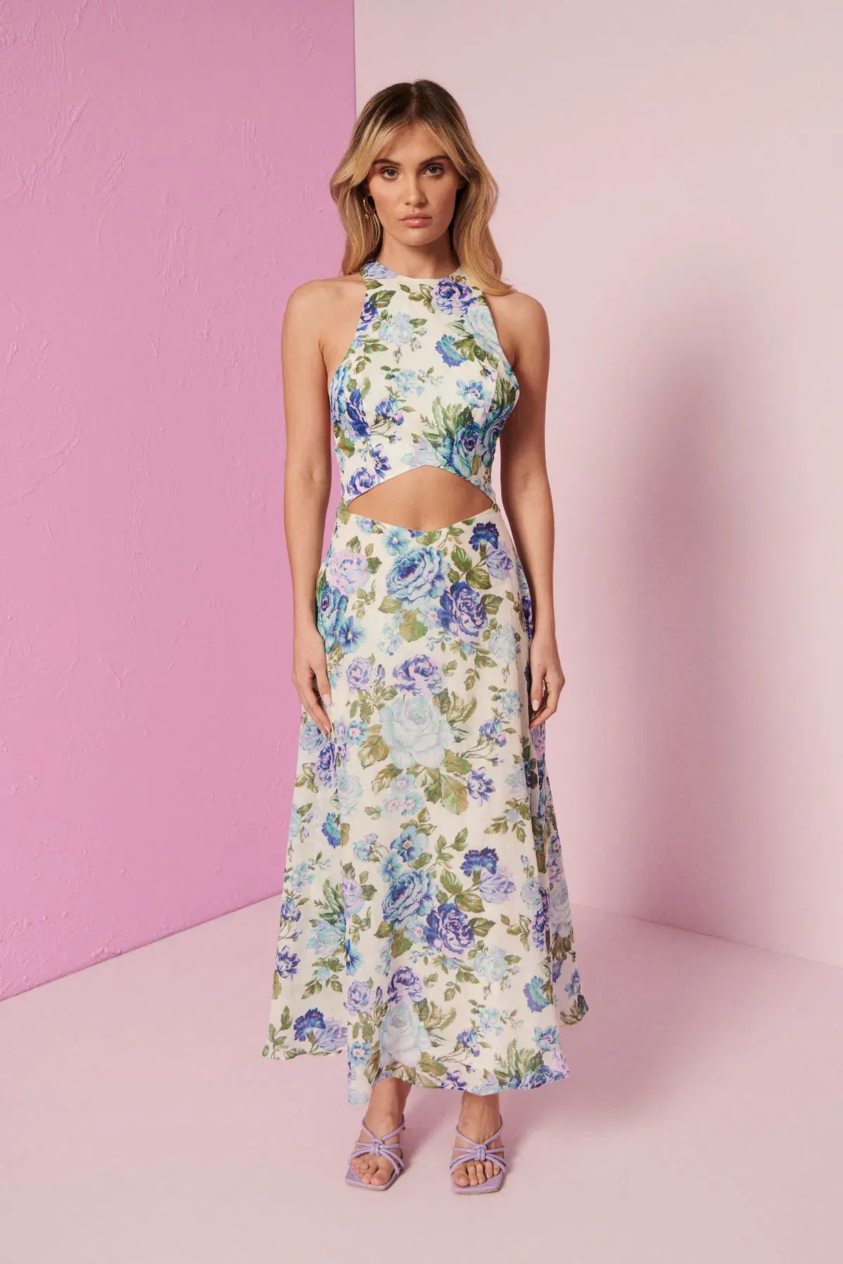 Kate Ford Mojave Braided Dress Belita Blue Floral Size AU 10 - Image 1