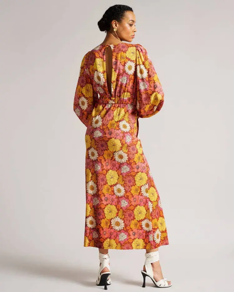 Ted Baker Lelyah Floral Blouson Maxi Dress Multi Size 8 - Image 3