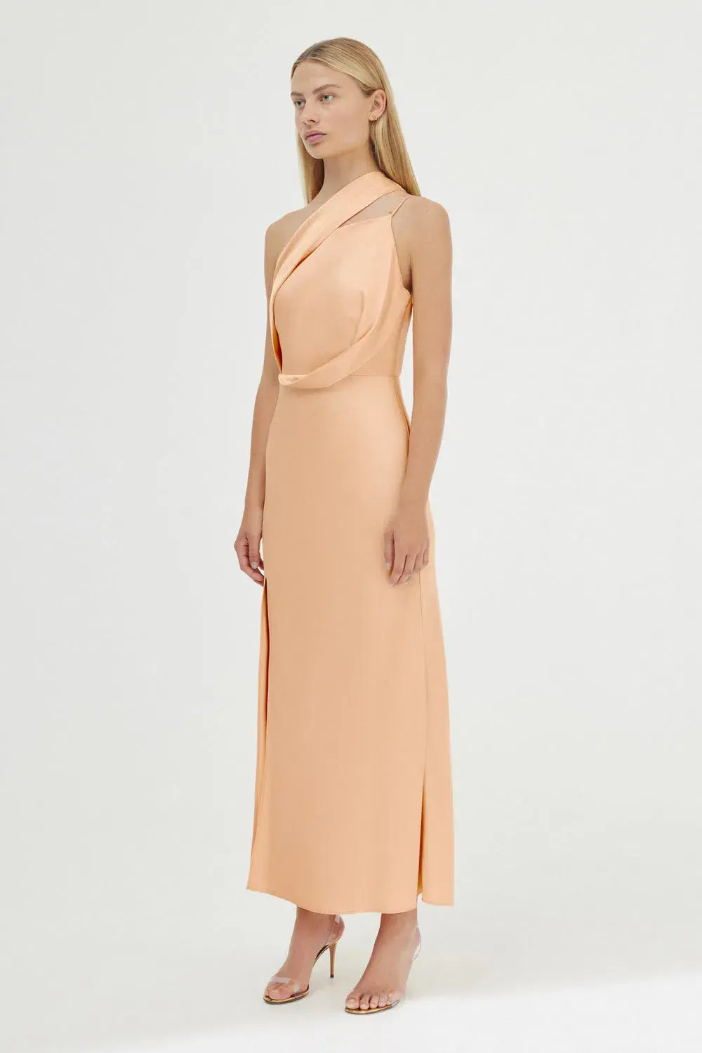 Significant Other Alessia One Shoulder Midi Dress Peach Sherbet Size 8 - Image 2
