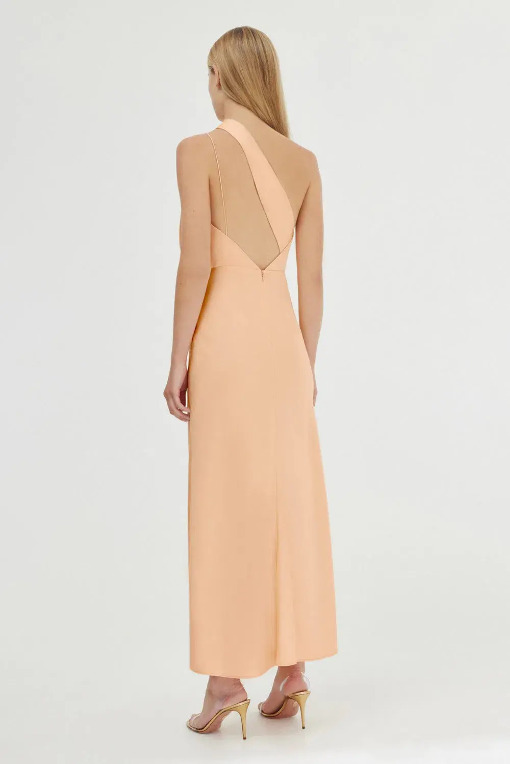 Significant Other Alessia One Shoulder Midi Dress Peach Sherbet Size 8 - Image 3