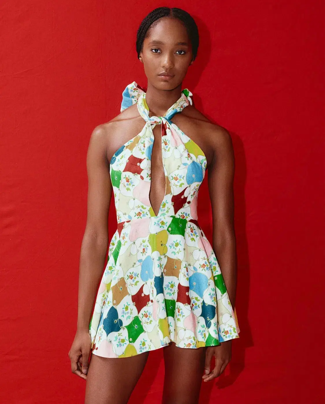 Alemais Everly Pure Linen Halter Mini Dress Multi Size 8 - Image 5