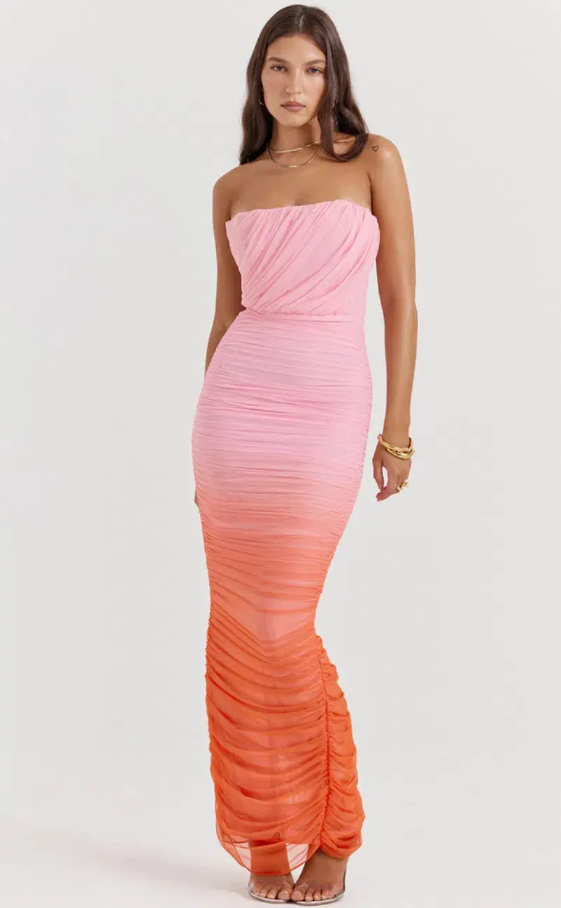 House of CB Sapphire Gathered Maxi Dress Ombre Size 8 - Image 2