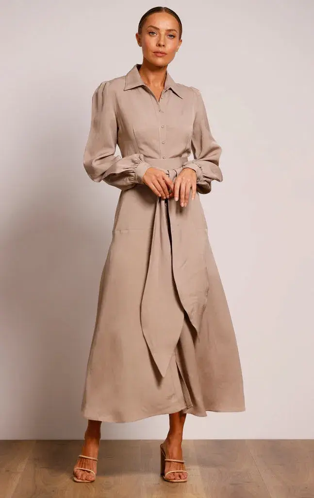 Pasduchas Regalia Shirt Midi Dress Nude Size 8 - Image 1