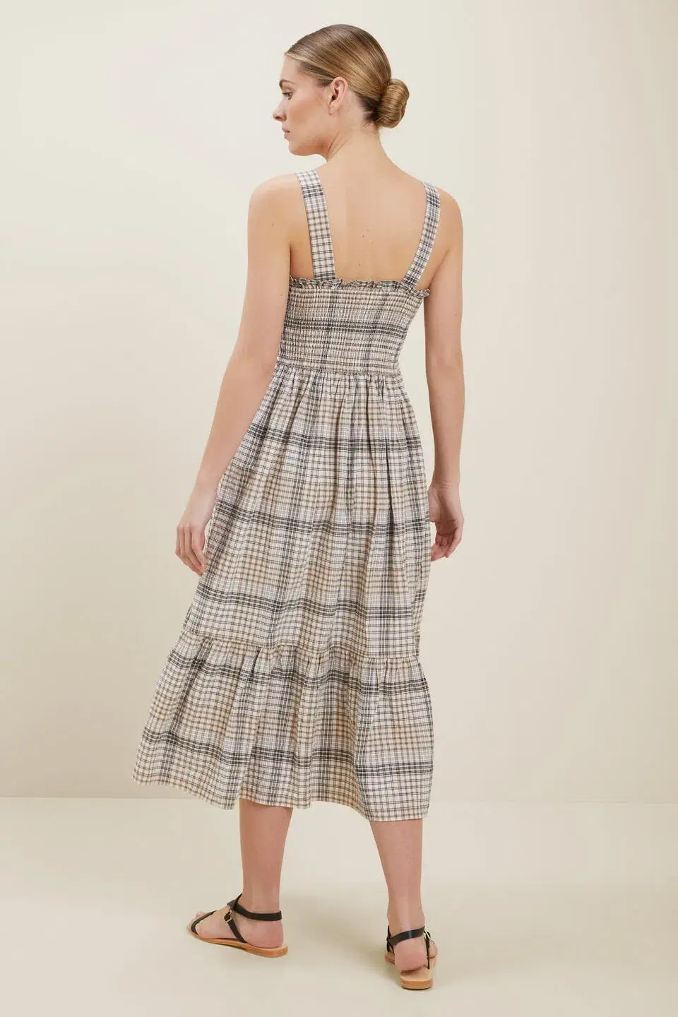 Seed Heritage Textured Check Midi Dress Print Size 10 - Image 3