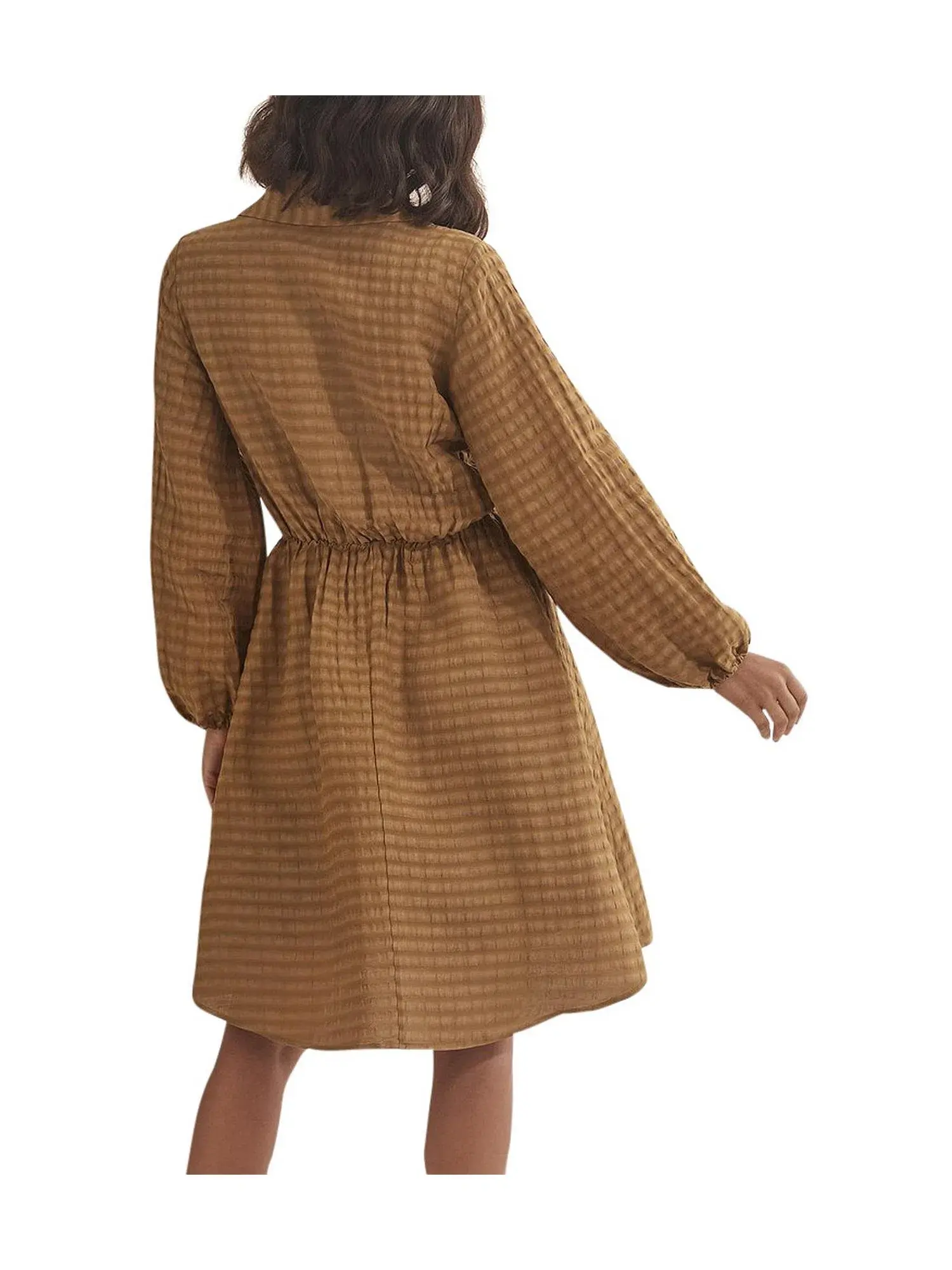 Country Road Puff Sleeve Mini Dress Brown Size 10 - Image 4