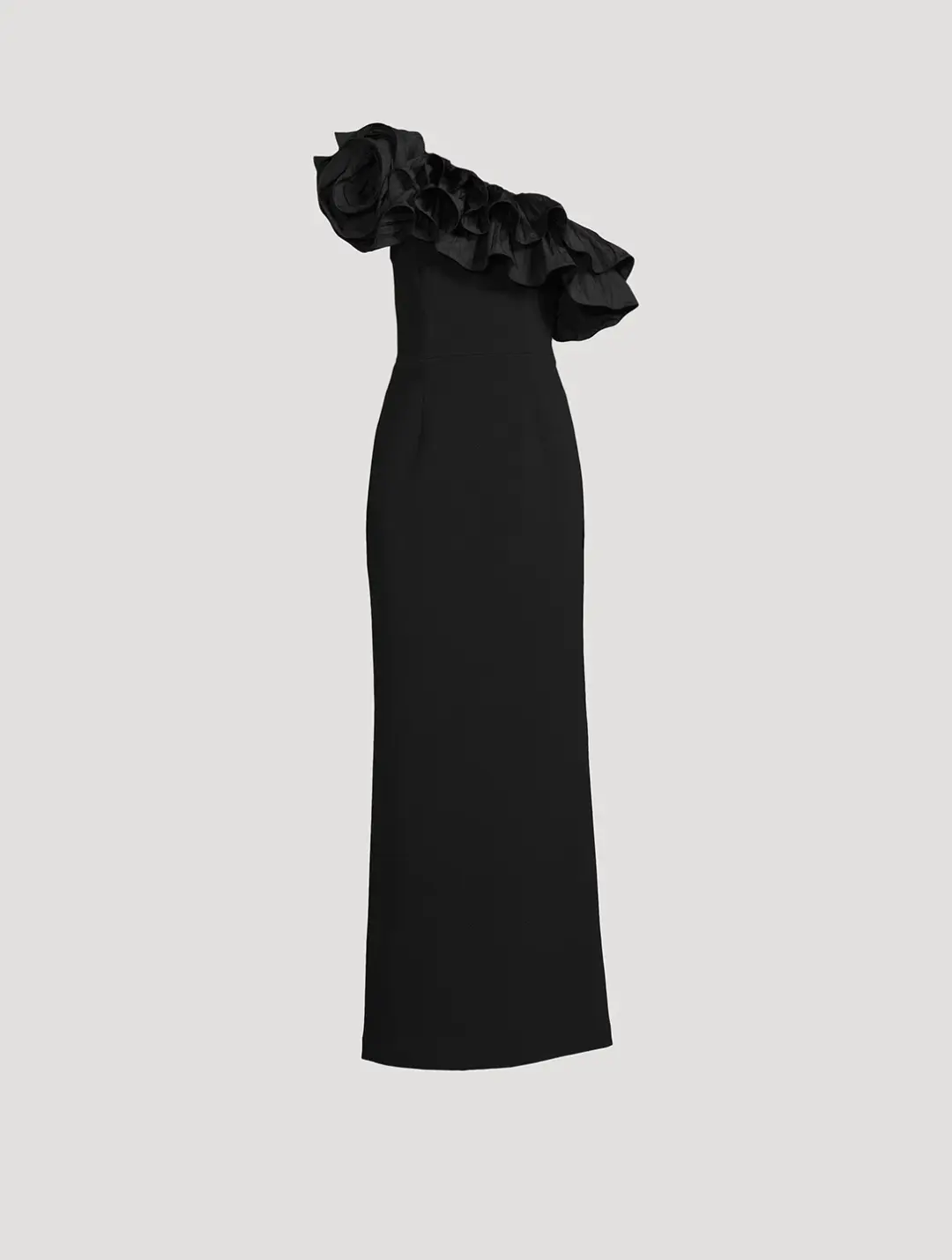 Rebecca Vallance Chloe One-Shoulder Taffeta-Trimmed Stretch Gown Black Size 6 for rent on The Volte - main image