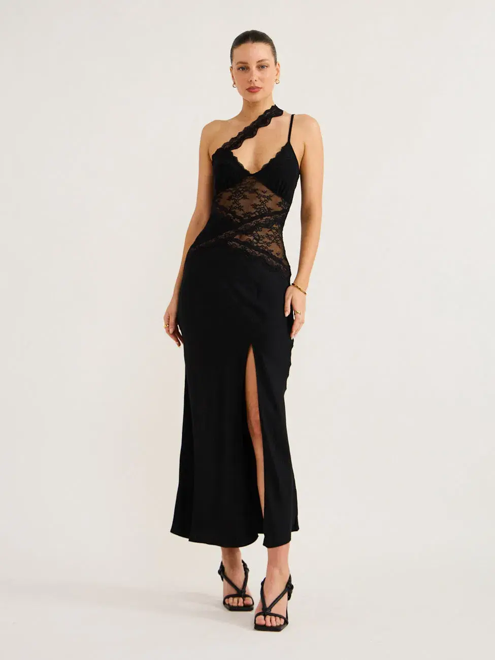 Bec and Bridge Ria Asym Maxi Dress Black Size 10 for rent on The Volte - main image
