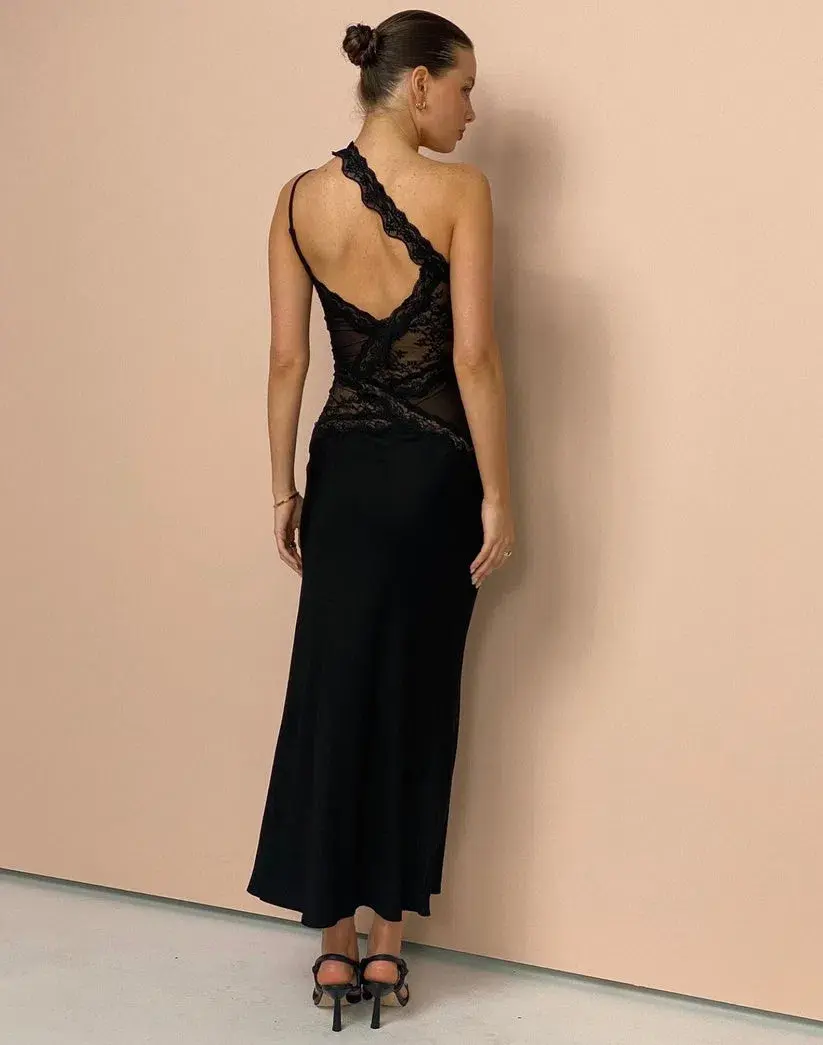 Bec and Bridge Ria Asym Maxi Dress Black Size 10 for rent on The Volte - main image
