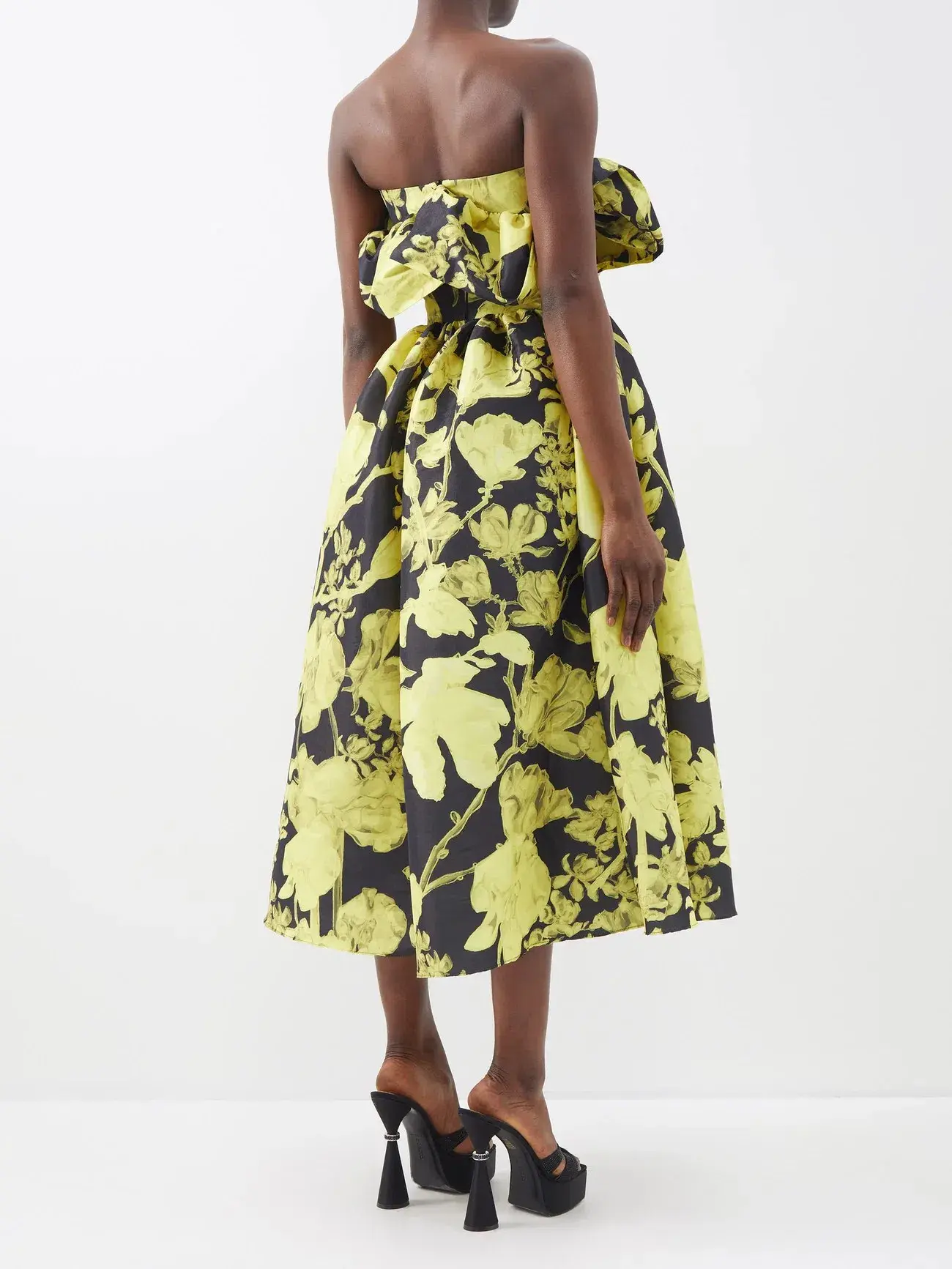 Kika Vargas Lynn Strapless Tafetta Midi Dress Black Floral SIze M/ AU 10 - Image 2
