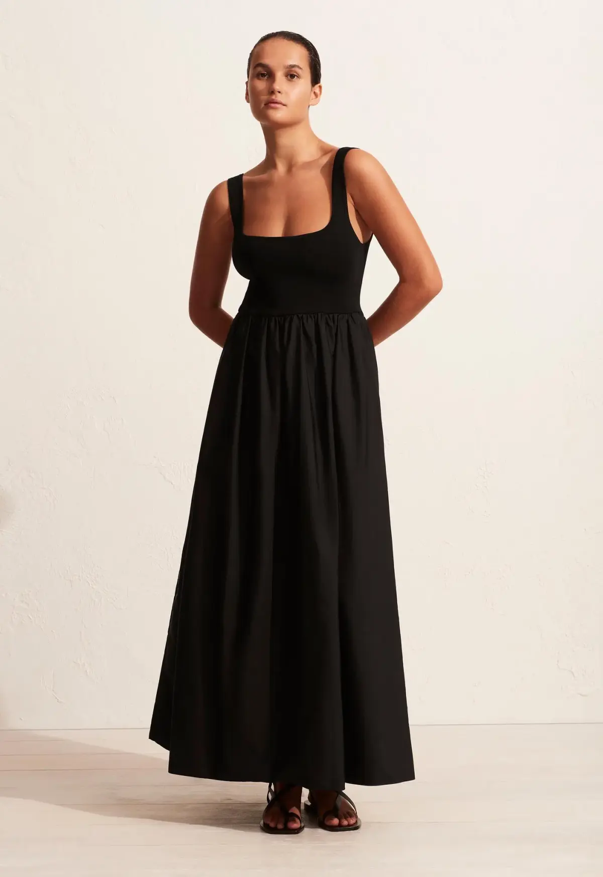 Matteau Knit and Cotton Dress Black Size 2 / AU 8 - Image 1
