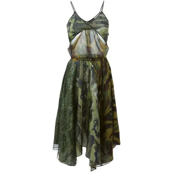 Diesel Camouflage Asymmetrical Panelled Dress - Image 1