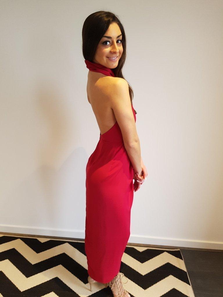 Shona Joy  Monique Funnel Gown Red Size 10  - Image 1