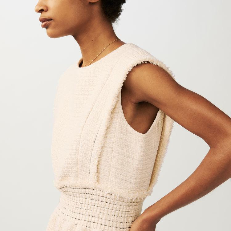 Maje Rosay Sleeveless Tweed Dress Cream Size 2 - Image 2