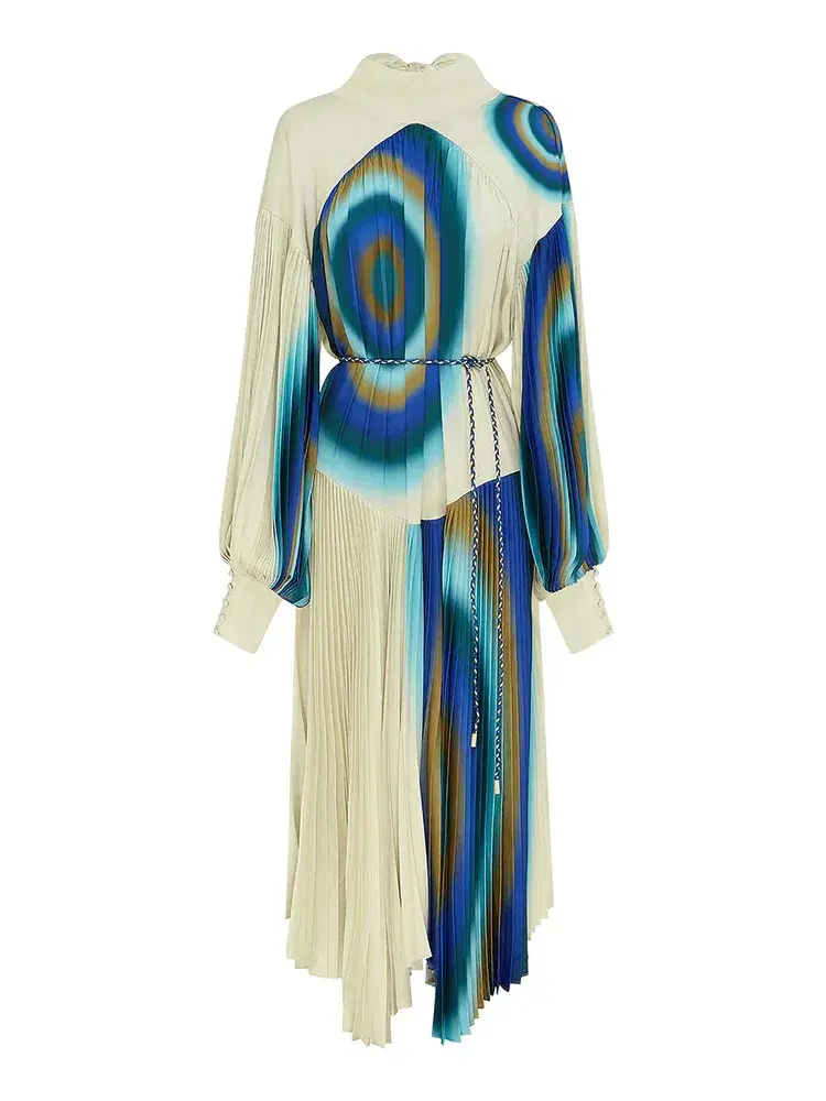 Alemais Una Pleated Midi Dress in Pearl/Teal Size 14 - Image 4