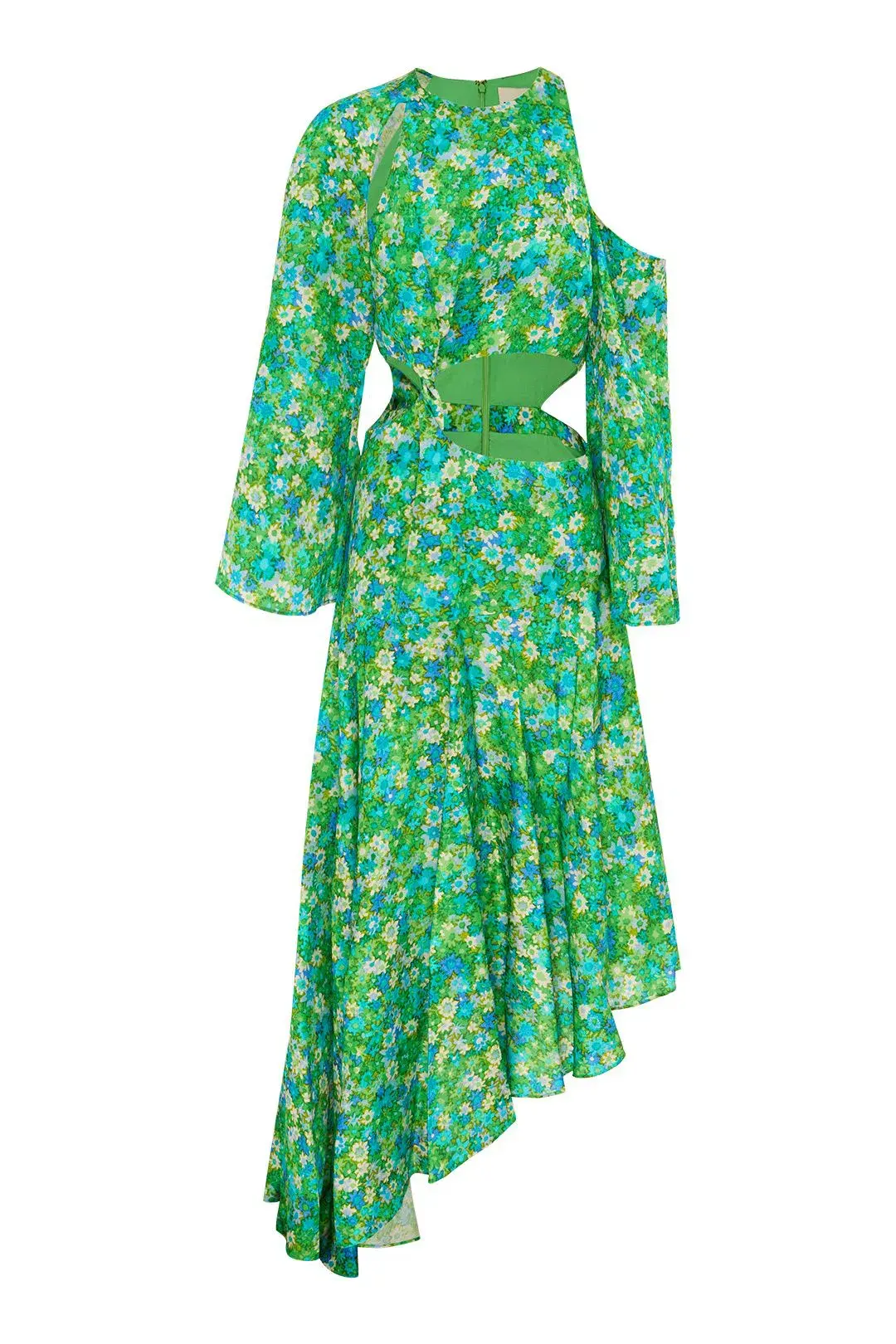 Alemais Cassandra Cut Out Midi Dress Green Floral Size AU 4 - Image 4