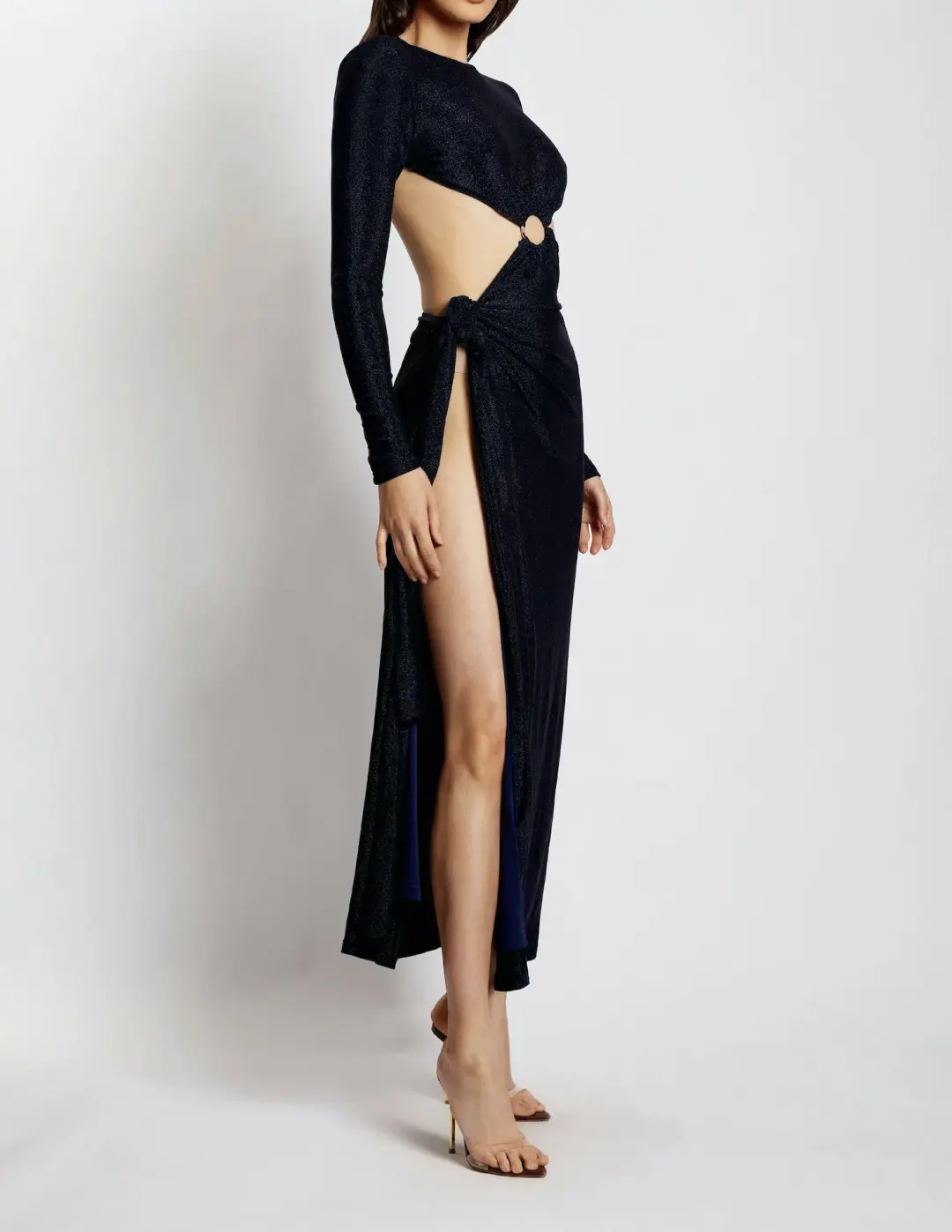 Meshki Christina Backless Dress Navy Shimmer Size S / AU 8 for rent on The Volte - main image